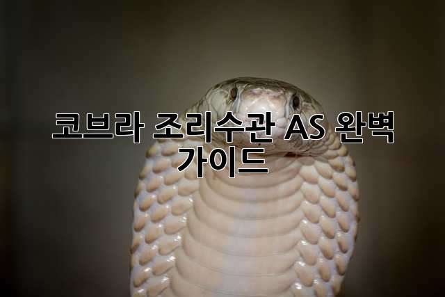 코브라 조리수관 AS 완벽 가이드