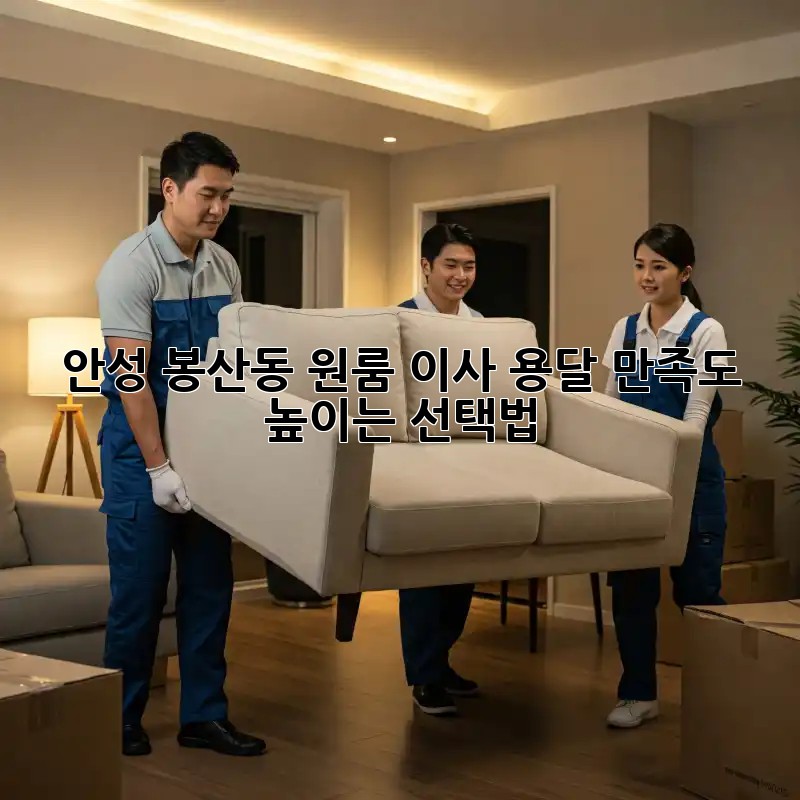 안성 봉산동 원룸 이사 용달, 만족도 높이는 선택법!